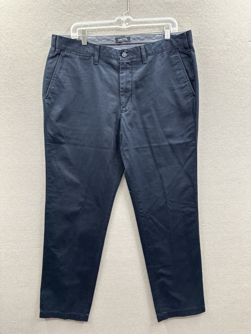 Nautica Deck Pants Mens 36x32 Navy Blue Flat Front Classic Fit Cotton Casual